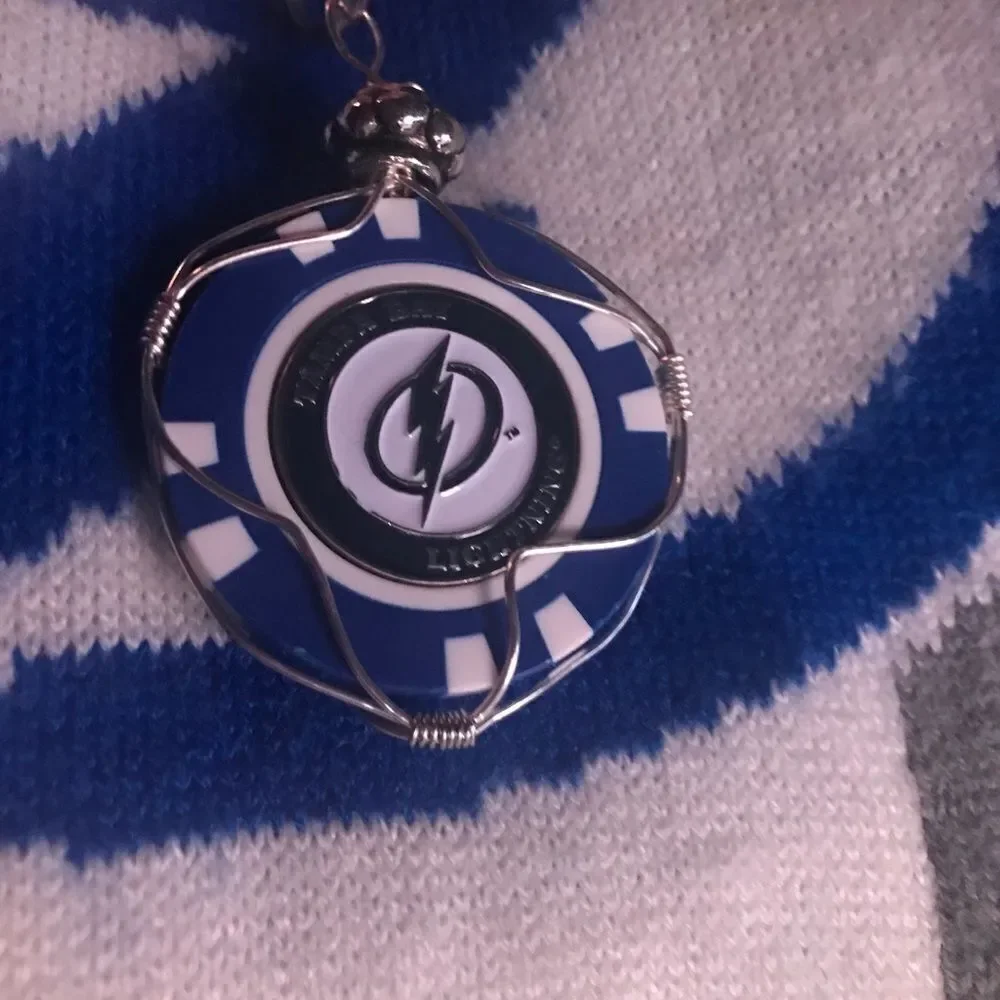 Necklace, Tampa Bay Lightning Pendant, NEW, Handmade
